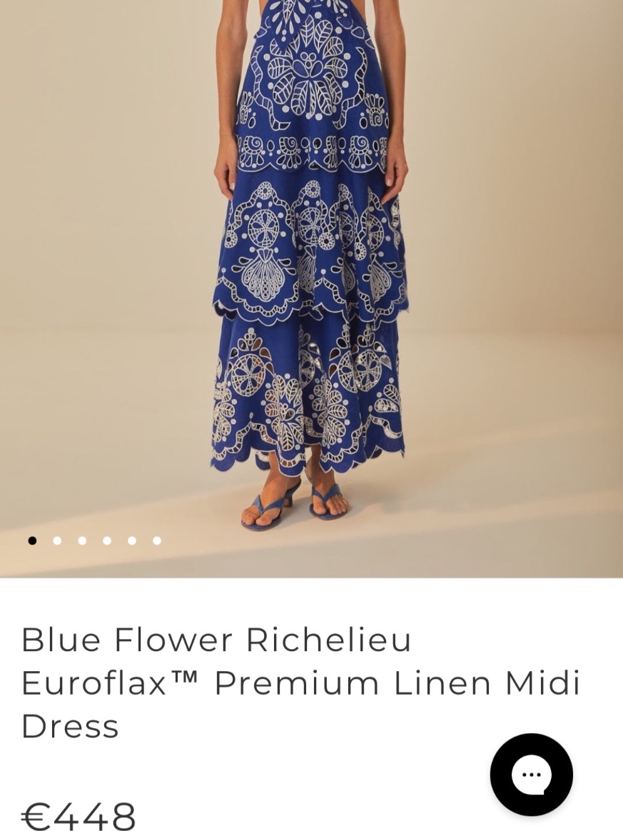 Vestido Blue Flower Richelieu Euroflax Premium Linen Farm Rio