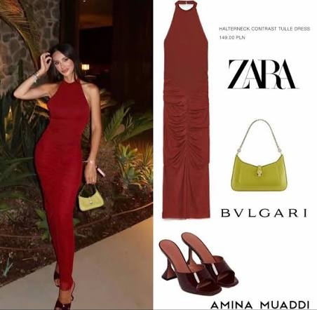 Vestido cuello halter Zara rojo