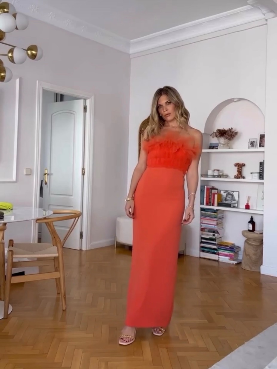 Vestido midi Naranjo Redondo Brand