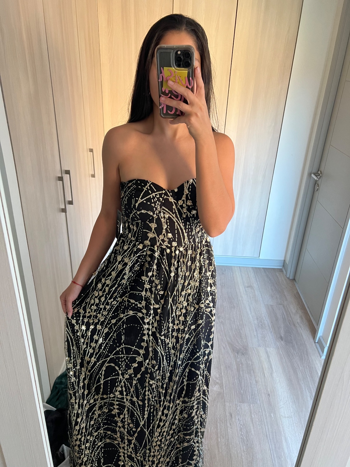 Vestido negro con dorado fiesta 4