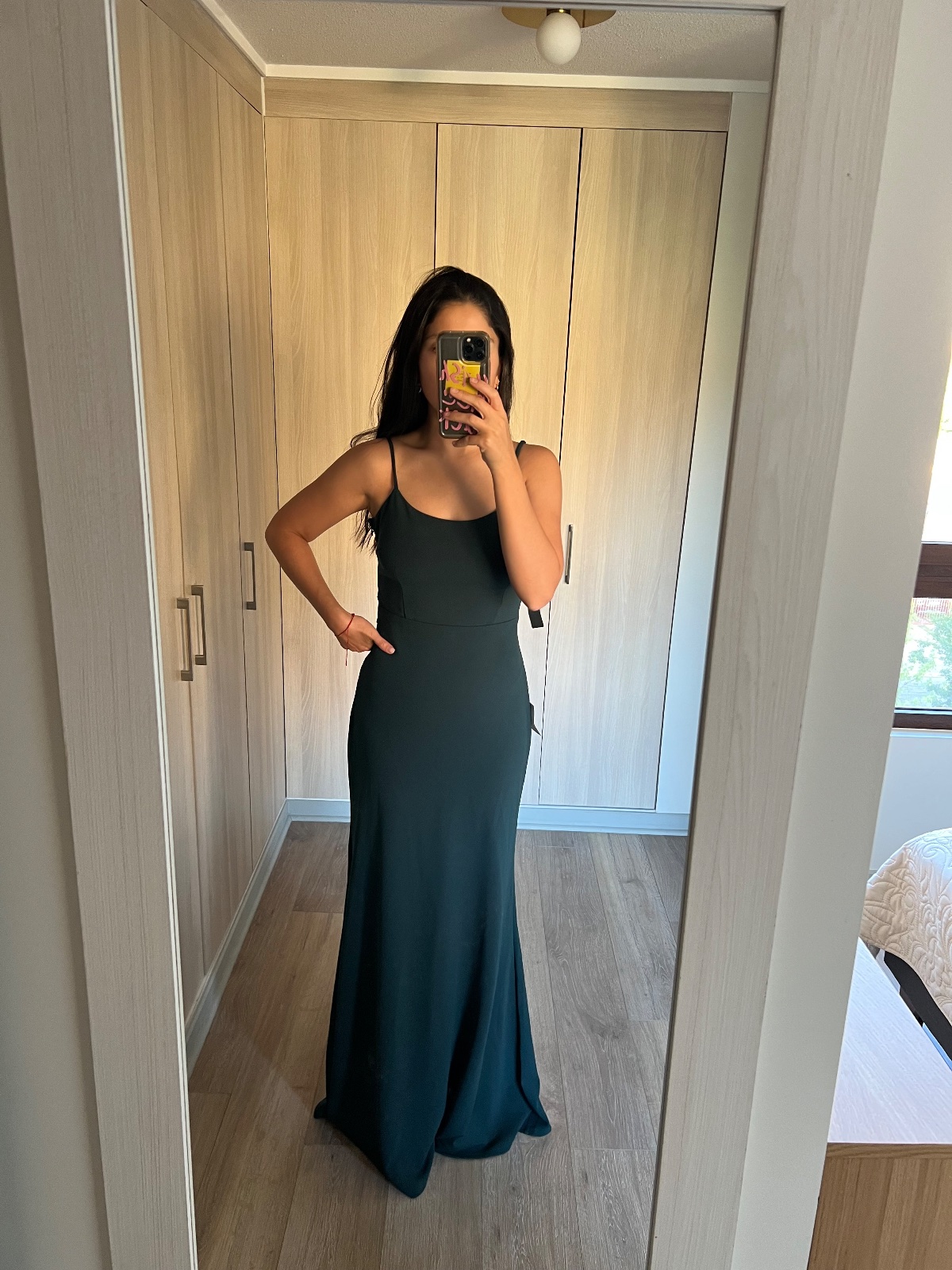 Vestido verde botella
