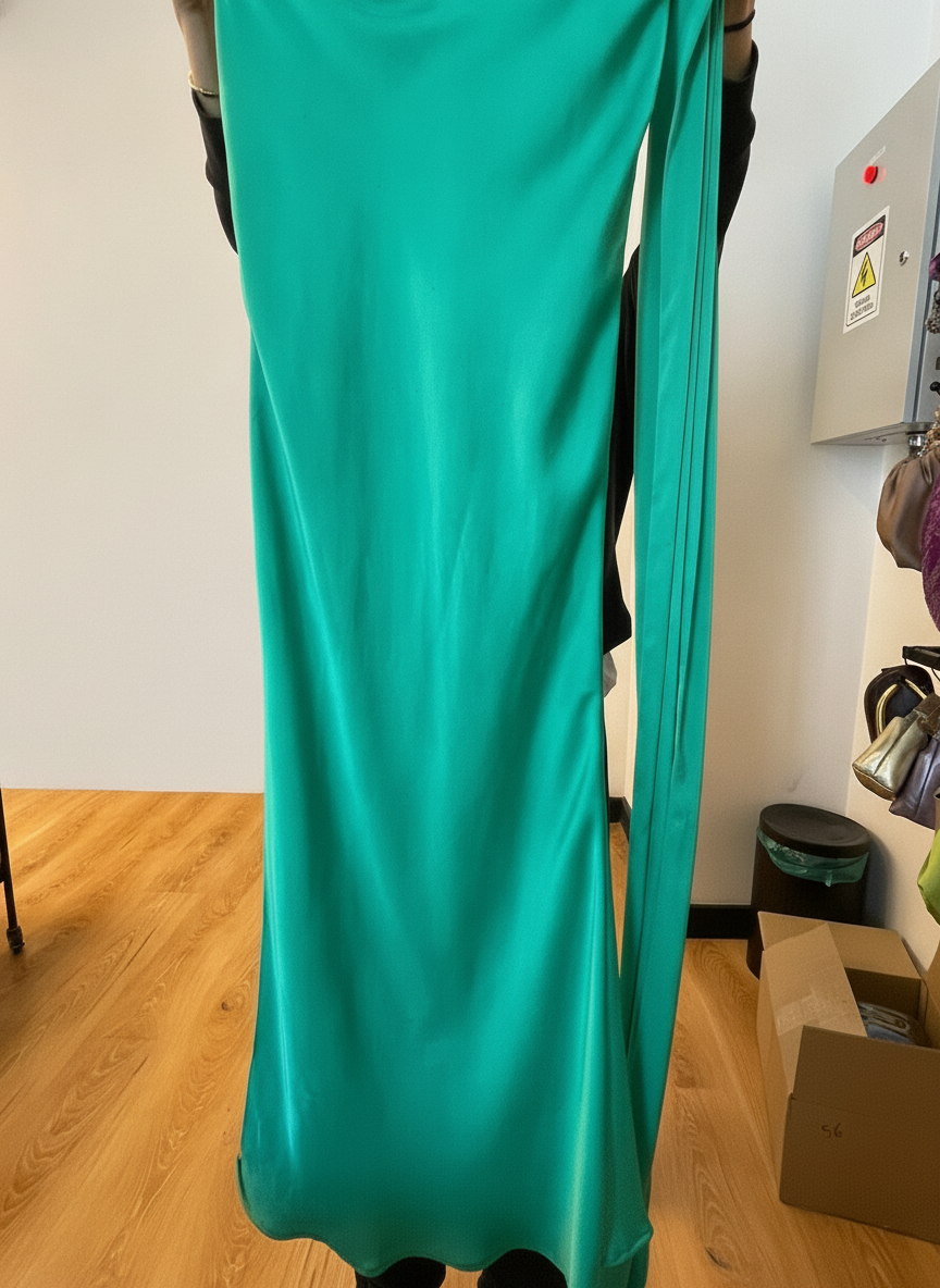 Vestido Satén Verde Azzara