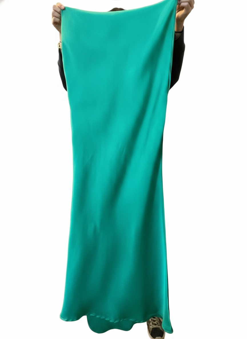 Vestido Satén Verde Azzara 3