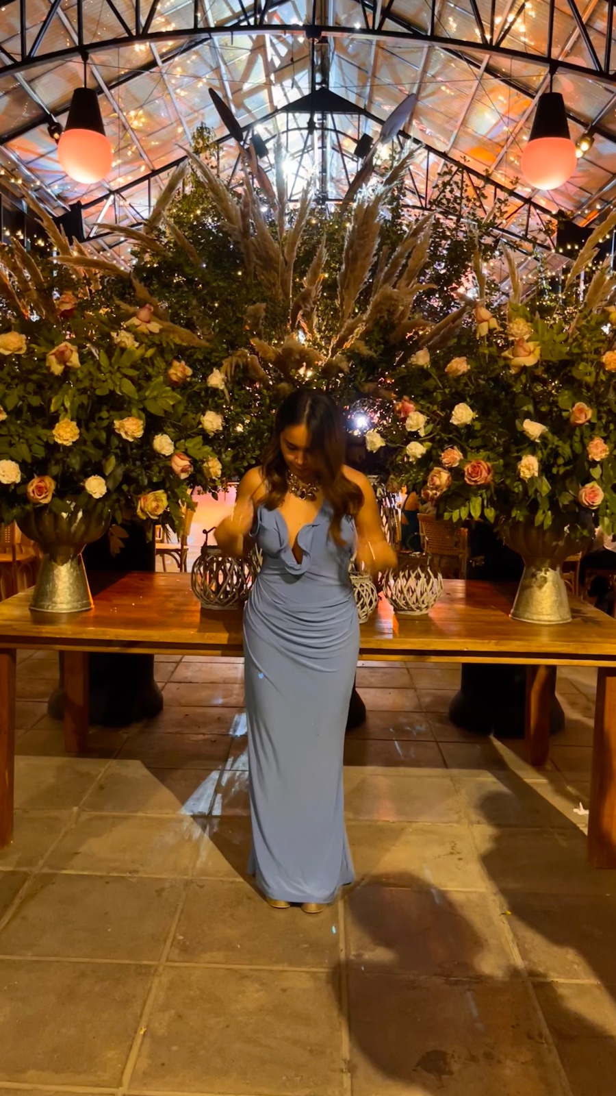 Vestido drapeado celeste  5