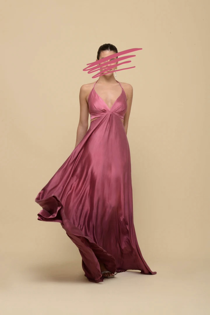 Vestido seda largo