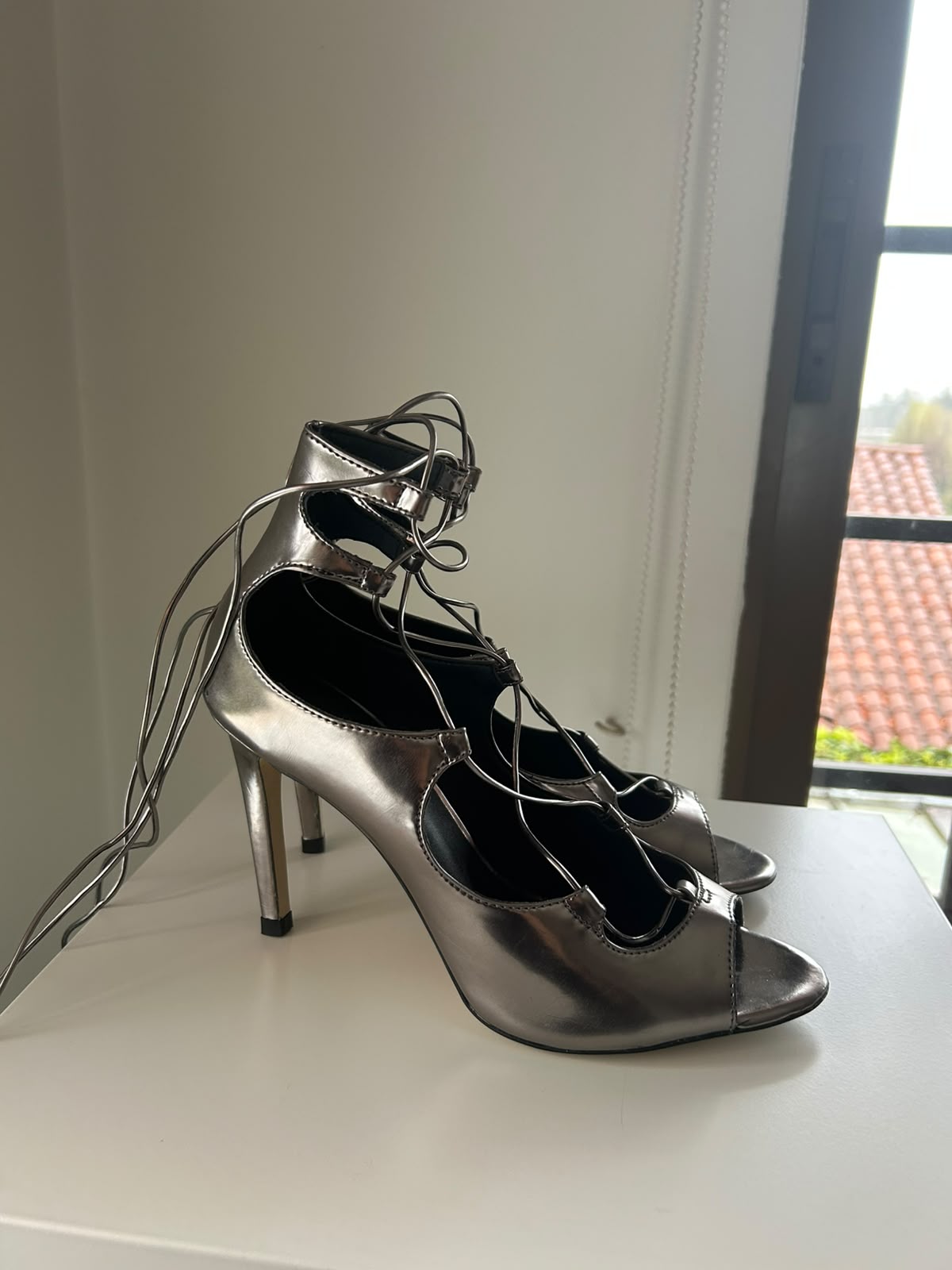 Tacones Plateados Ajustables Talla 39 3