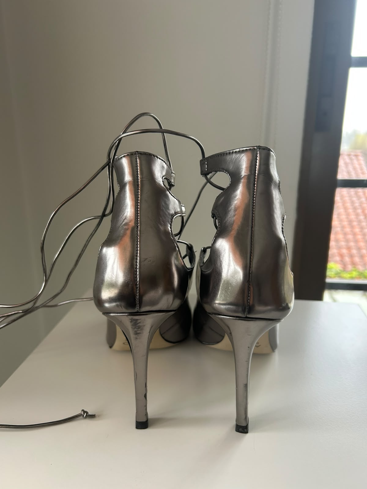Tacones Plateados Ajustables Talla 39 5