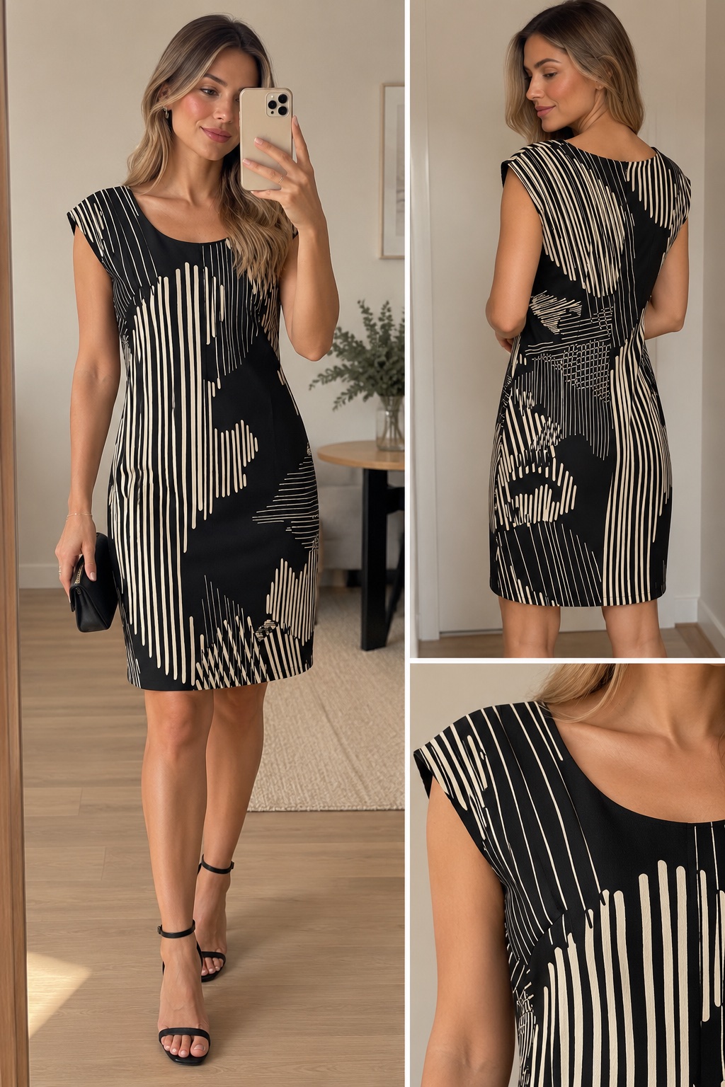 Vestido NODO negro estampado – Talla S 🖤