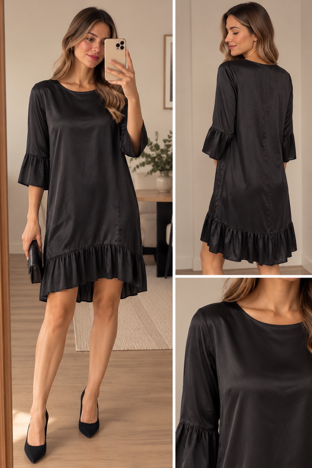 Vestido negro Macarena Gorroño – Talla M 🖤✨