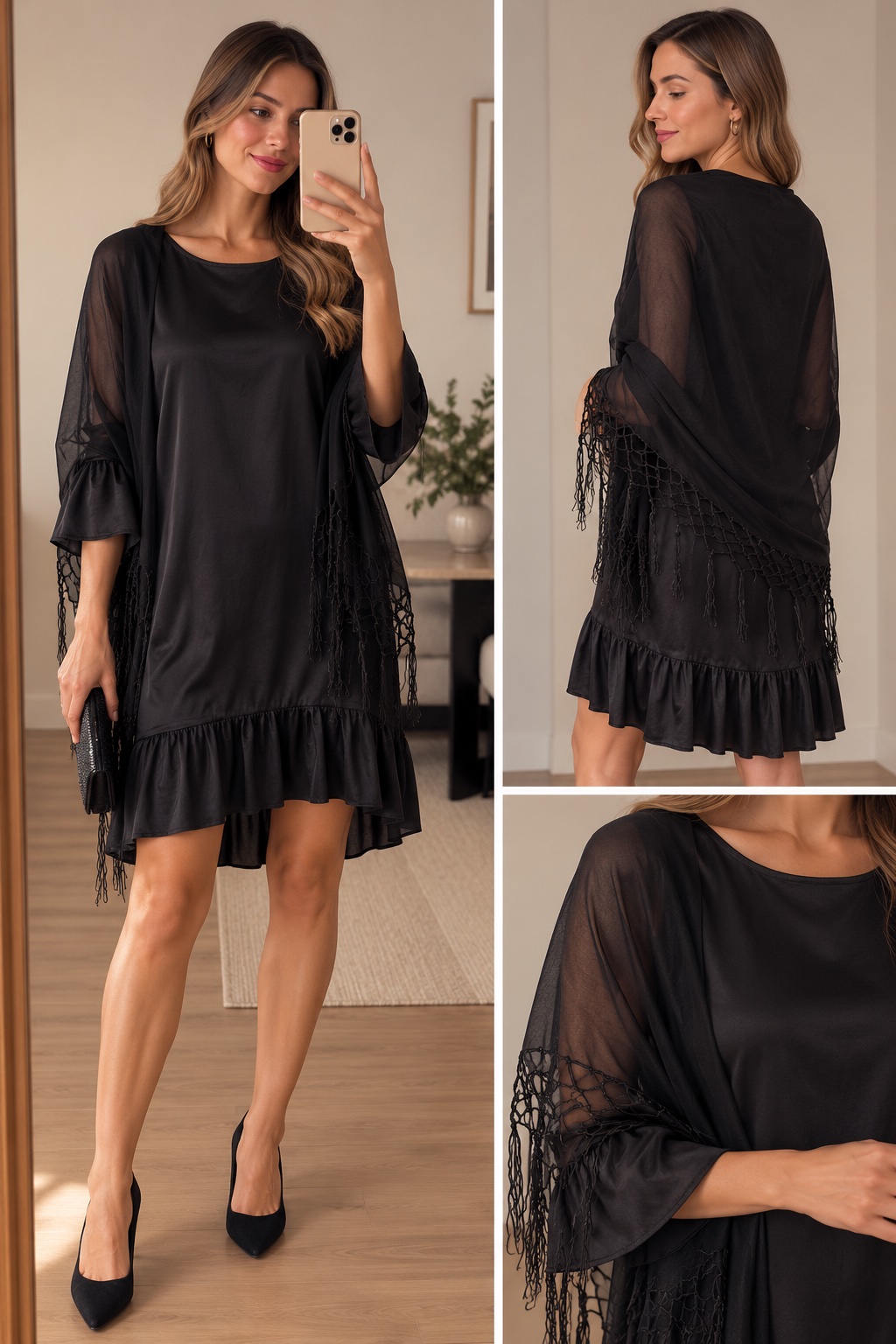 Vestido negro Macarena Gorroño – Talla M 🖤✨