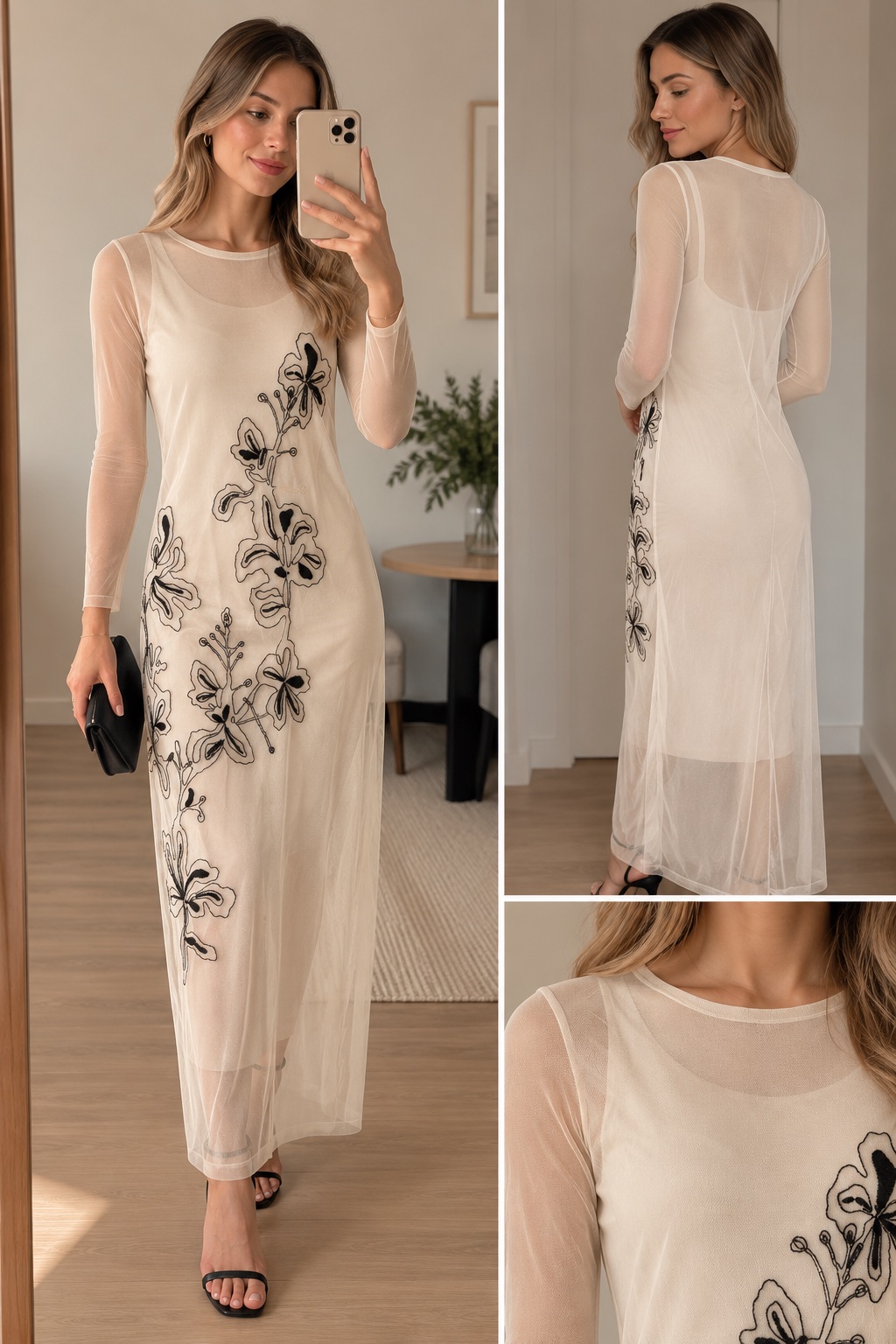 Vestido largo Purificación García bordado – Talla S ✨