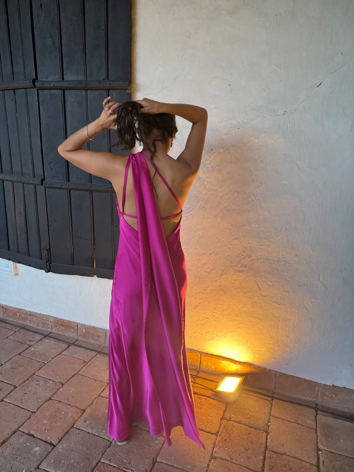 Vestido largo fucsia
