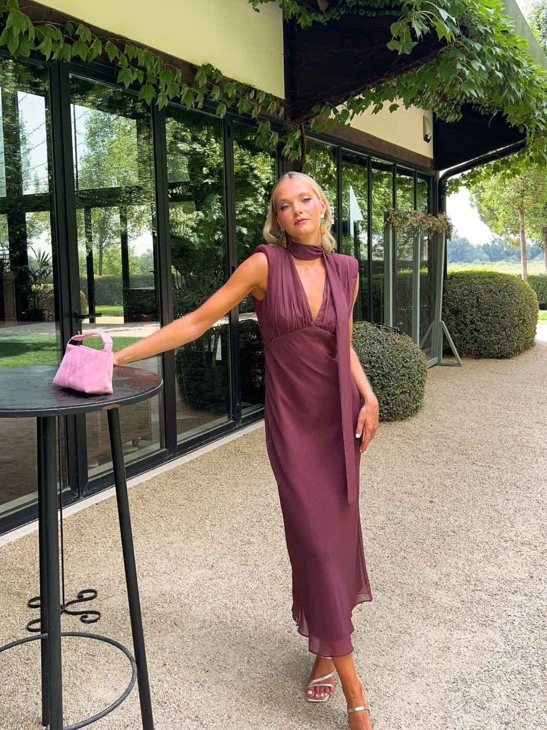 Vestido Midi Lady Pipa Burdeo/berenjena