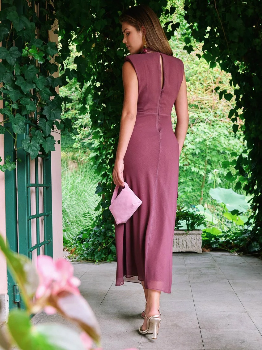Vestido Midi Lady Pipa Burdeo/berenjena